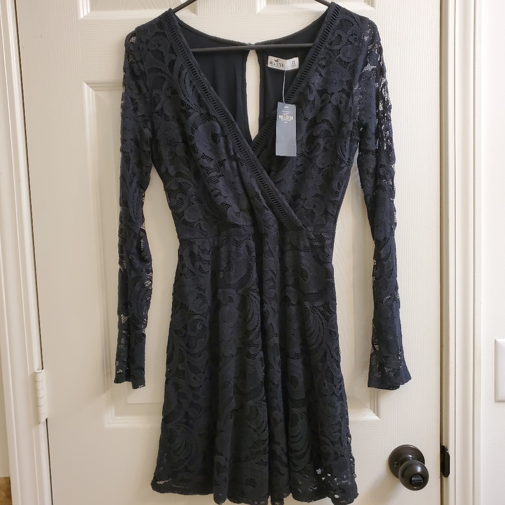 Hollister black lace dress.